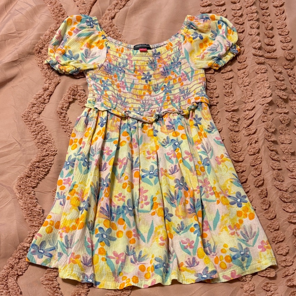 Vince Camuto Kids Floral Dress in Yellow and Purple